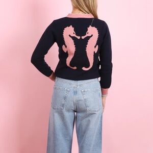 Navy and Pink Seahorse Cardigan